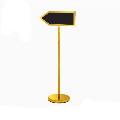 China Golden Hotel Lobby Manufacture Two Sides Metal Lobby Direction Signal Holder For Hotel for sale