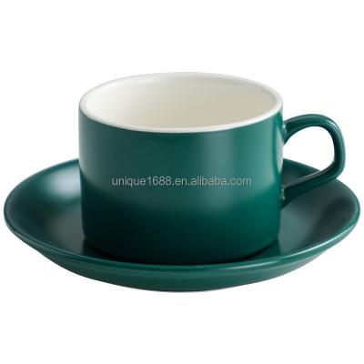 China Wholesale 220ml Various Colors Viable Ceramic Tea Espresso British Coffee Cup And Saucer for sale