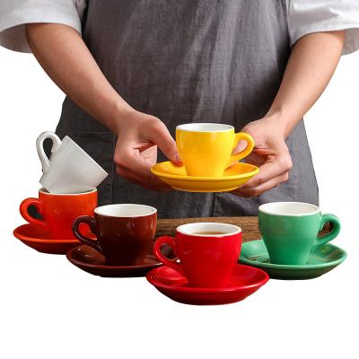 China Viable Factory Wholesale Ceramic Espresso 80ml Coffee Cup With Saucer Set for sale