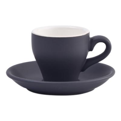 China Viable Wholesale 80ml Matte Ceramic Black Espresso Coffee Cup and Saucer Set for sale