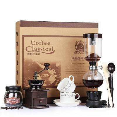 China Viable Sale Low Price Factory Retro Siphon Pot Machine Portable Coffee Supplies Sets Gift Box for sale