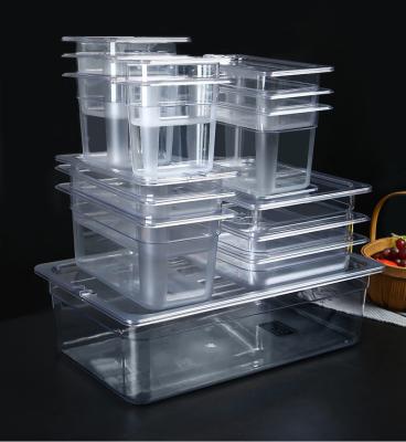 China Newest Trend Hotel Restaurant GN Food Transparent 1/2 Pan Not Broken All Size Refrigerator Storage Bin for sale