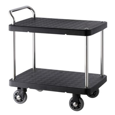 China 2 layers 2 layers 300 kg load trolley industrial plastic hand platform /multifunction utility cart for sale