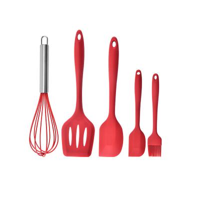 China Sustainable Custom Silicone Kitchenware Utensil Set 5 Pcs Beauty Spatula Kitchen Tools Bakery Cooking Utensilios Set Cookware Sets for sale