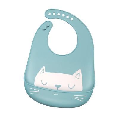 China BPA Free Custom Food Grade Silicone Cartoon Bibs Set Waterproof Baby Food Supplement Tableware Silicone Bib Baby Bibs For Christmas for sale