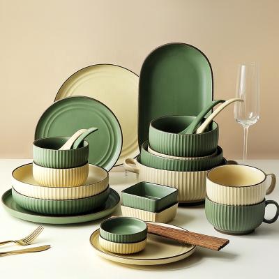 China Disposable Modern Housewife Same Style Ceramic Dish and Roll Luxury Nordic Porcelain Dinnerware Set Nordic Ceramic Dinnerware Set for sale