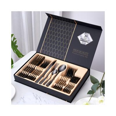 China Sustainable Hot Selling High Quality Stainless Steel Cutlery 24 Pieces Set Four Piece Cutlery Western Flatware Main Sets With Gift Box for sale