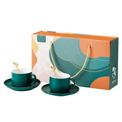 China INS Durable Ceramic Coffee Cup and Saucer Souvenir Gift Set Color Luster Coffee Cup Porcelain Mugs Coffee Mug with Gift Box for sale