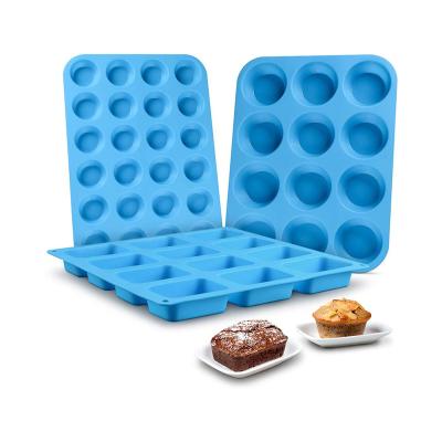 China Wholesale Sustainable Free Wholesale Nonstick Bakeware Food Grade USA Bpa Quick Release Lining Cupcake Mold Silicone Muffin Baking Pan 12 for sale