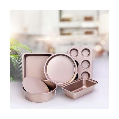 China Live Bottom Carbon Steel Cake Non-Stick Toast Box Pizza Mold 6 Cups Baking Pan Baking Tool Set Square for sale