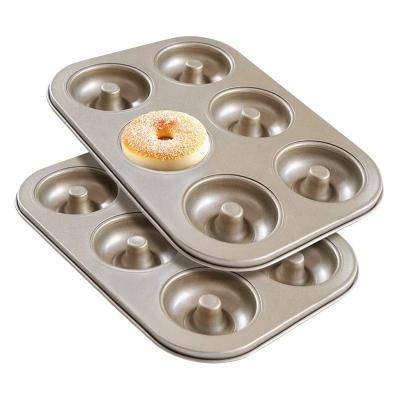 China Round Oven Baking Carbon Steel Cup Molds Non-Stick Donuts Custom 6 Cup Molds Viable For Cakes Baking Mold for sale