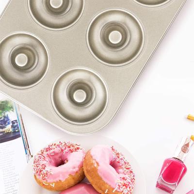 China 6 Holes High Quality Viable Pan Tray Baking Dishes Donut Cake Aluminum Baking Tools Carbon Steel Cake Molds for sale