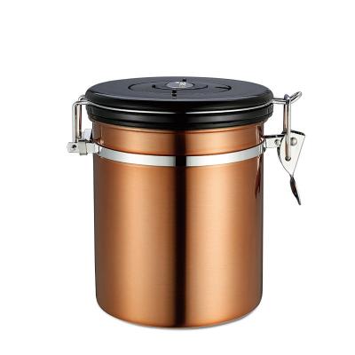 중국 Sustainable Stainless Steel Coffee Canister 1.5L/1.8L Coffee Bean Storage Tank Dried Fruit Tea Food Storage Container With Exhaust Valve 판매용