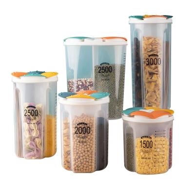 중국 Transparent Measured Storage And Jar Plastic Whole Grain Freshness Preservation Food Grade Bottle Boxes Kitchen Organizer Storage Boxes Food Container 판매용