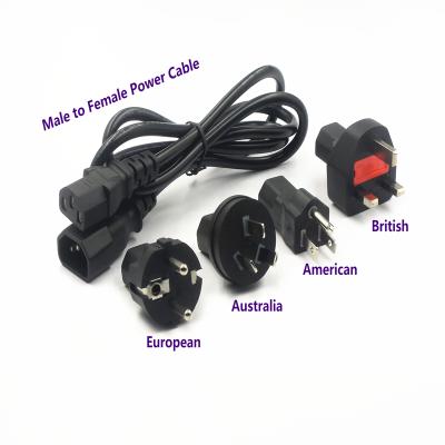 China Computer / Consumer Electronics / IEC C14 C13 Home Applicance Male To Female Type AC Power Cord With AU EU USA UK Plugs for sale