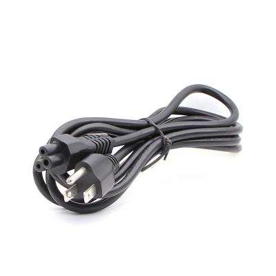 China Black Consumer Electronics PVC USA IEC60320 C5 Extension 3 Fork AC Power Cord Cable Home Appliance For Laptop Notebook Printer Crane Construction Hotplate for sale