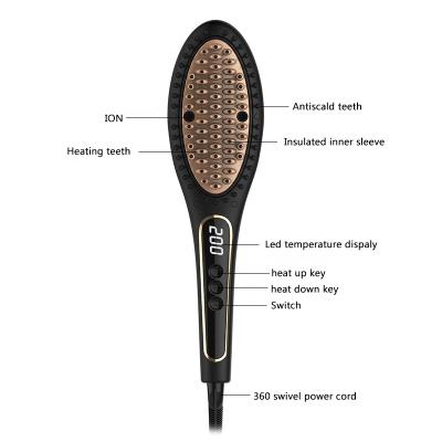 China Comb+Hair Straightener+Massage Brush Most Popular LCD Display Hair Straightener As Seen On TV Korean Ceramic Hair Straightening Brush for sale