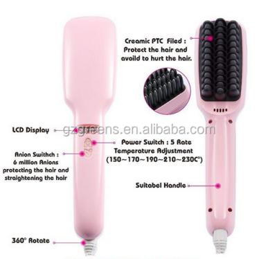 China Comb + Hair Straightener+Massage Brush 2 In 1 Ionic Hair Straightener Brush Ceramic Hair Straightening Brush As Seen On TV for sale