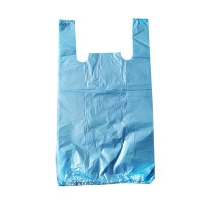 China HDPE LDPE Vest Carrier T-shirt Carrier Bags Flat Bottom Folding Plastic Packing Clear Plastic Bags With Handles for sale