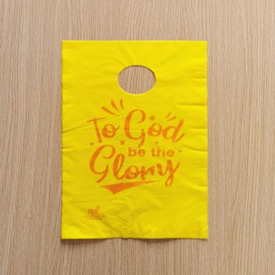 China Disposable Custom LDPE/HDPE Film Printing Logo Thank You Die Cut Handle Gift Shopping Bag For Sale for sale