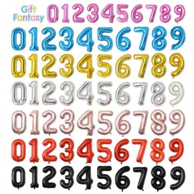 China Gift Toy 16 inch Small size Figure Digit Number Foil Balloon For Decoration Happy Birthday wedding and party balloon globos for sale