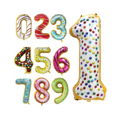 China Gift Toy 40 Inch Donut Number Balloons Candy Number Foil Balloons Birthday Chocolate Number Balloon Wedding Party Decorations Kids Toys for sale