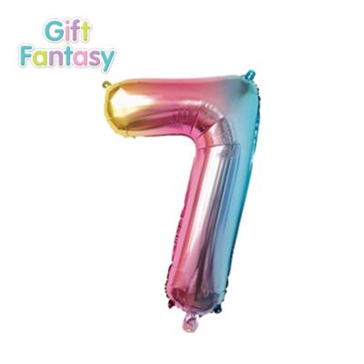 China 32 Inch Happy Birthday Gradient Number 7 Balloons Aluminum Foil Hanging Balloon Gift Toy For Wedding Birthday Party for sale