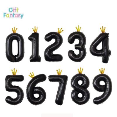 China Gift Toy 40inch New Crown Numbers Foil Balloons Retail Packing Set Kids Decoration Party Happy Birthday Balloons Gift Decoration Balls for sale