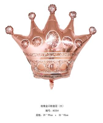 China Gift Toy Big Size Rose Gold Crown Balloons Flash Foil Helium Balloons for Birthday Wedding Party Decorations for sale