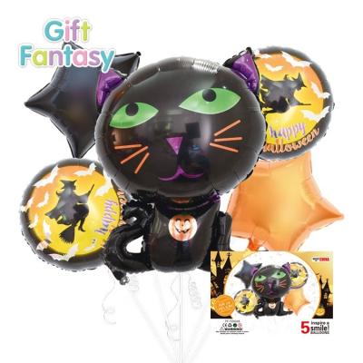 China Wholesale Gift Toy Halloween Cartoon Foil Set Balloon Black Cat Shape Balloon Ghost Festival Atmosphere Decoration Supplies for sale