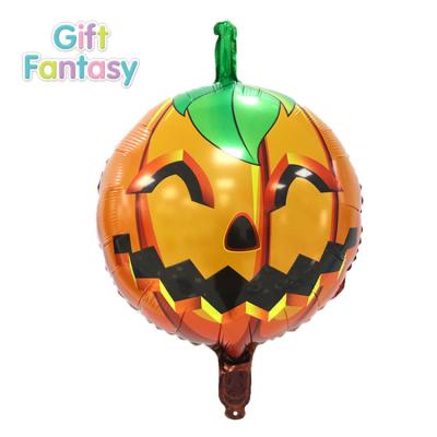 China Gift Toy Hot Sale Halloween Decoration Cartoon Big Head Pumpkin Smile Aluminum Foil Balloon for sale