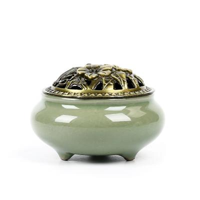 China Ceramic Molded Ceramic Censer Japan Incense Holder Bakhoor Censer Censer Stick Ceramic Censer Incense Holder Arabic Charcoal Coil and Owl Box thurible for sale