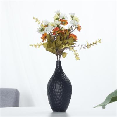 China (1300 degrees) Nordic creative mini dry greenhouse high temperature fired boho decor flower arrangement modern minimalist black ceramic vase decoration for sale