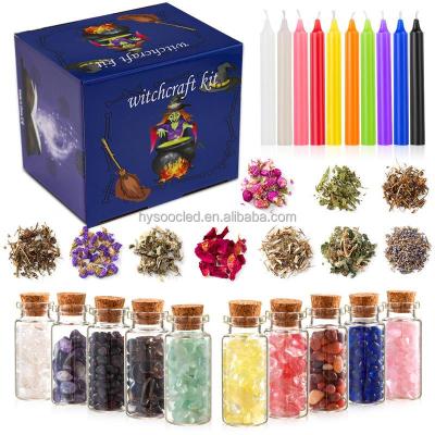 China China Witchcraft Supplies Box Crystals Dried Herbs Colored Candles Magic Witches Pagan Spell Tools Witchcraft Crystals Soft Kit for sale