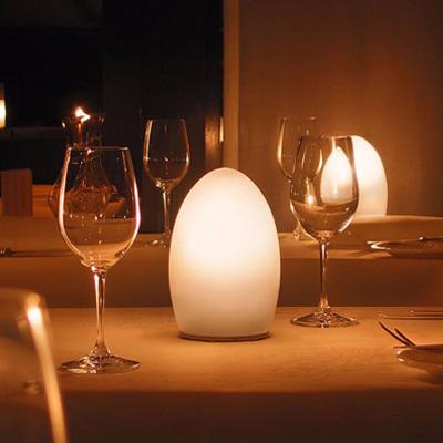 China Restaurant Table Lamp Multi Colors LED Table Lamp Radio Decorative Rechargeable Cordless Egg Shape Lamp for sale