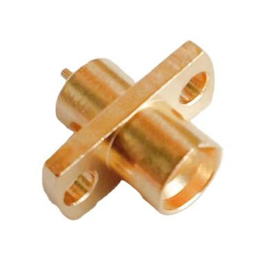 China 50Î © High Quality Gold Plated Male SMP Limit Ratchet 2 Hole Flange Mounting Connector for sale