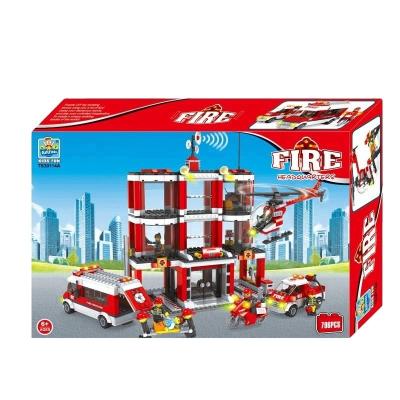 China Plastic Connecting Toys Construction Fire Headquarters Self Assemble Toy Building Blocks for sale