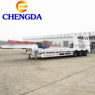 China Truck Trailer 3 Axles Low Bed Trailer Used Lowbed Lowboy Trailer For Sale Used for sale