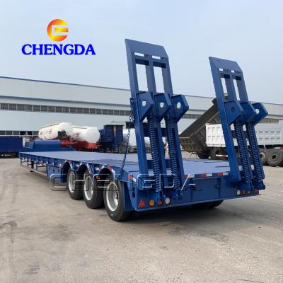 China Extendable Truck Trailer Excavator Hydraulic 4 Axles 50Tons 60Tons Low Bed Truck Trailer for sale