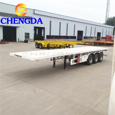 China Truck Trailer 3 Axle 60 Ton Shipping Container Trailer 40 Ft Semi Trailer Flatbed Container Lift for sale