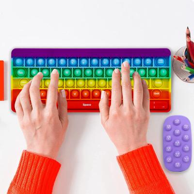 China Popular Colorful Keyboard Push Stir To Toy Soft Stress Relief Silicone Bubble Kids Toys for sale