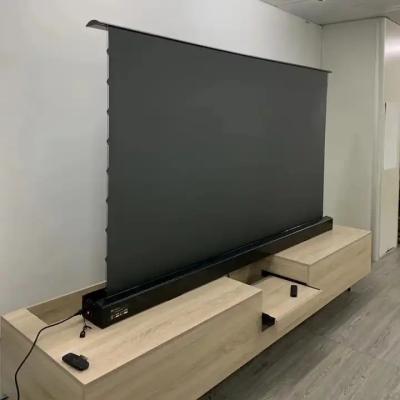 China Electric Tension Floor Rising Ambient Light Rejecting Projector Screen 120 Inch ALR UST Projector Screen for sale