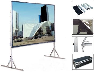 China 120inch Front Rear Projection Fast Fold Portable Projector Projection Screen With Stand Metal 3D PVC Fabric for sale