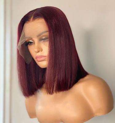 China 100% Hd Lace Frontal Closure Human Hair 99j Bob Wigs Lace Front Straight 100% Burgundy Bob Wig for sale