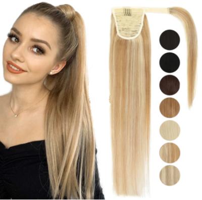 China 100% Human Hair Ponytail Wrap Around Remy Hair Extensions Brazilian Hair 18 20 24Inch Brown Black Blonde Color 14 for sale