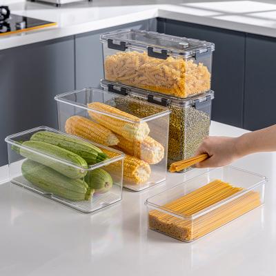 China Modern Multifunctional Food Refrigerate Organizer Bins Transparent Plastic Food Storage Box Container for sale