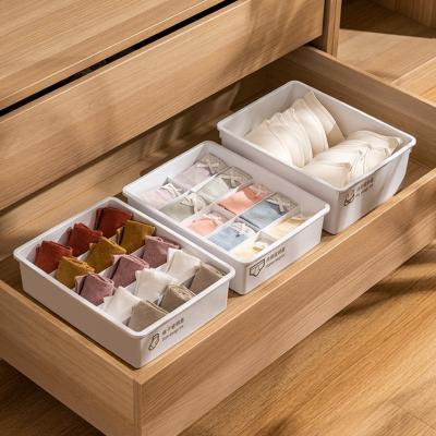 China Customized Transparent Plastic Storage Box Organizer 15 Grids Socks Cabinet Drawer Sock Underwear Rectangle Desktop Organizer Trash Can for sale