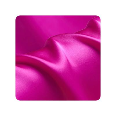 China Breathable Shiny Silk Satin Fabric By The Yard 19mm Silk Charmeuse For Silk Shirt No.23 Hot Pink Color for sale