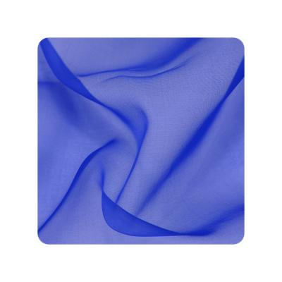 China Breathable Sheer Organza Wedding Dresses Organza Fabric 5mm 140cm Width For Silk Ribbon Blue Colors for sale