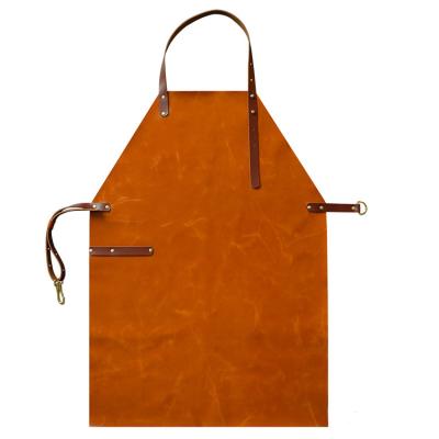 China 100% Genuine Leather Aprons Customized Eco-friendly Top Layer Cowhide Butcher Artist Apron Art Work for sale